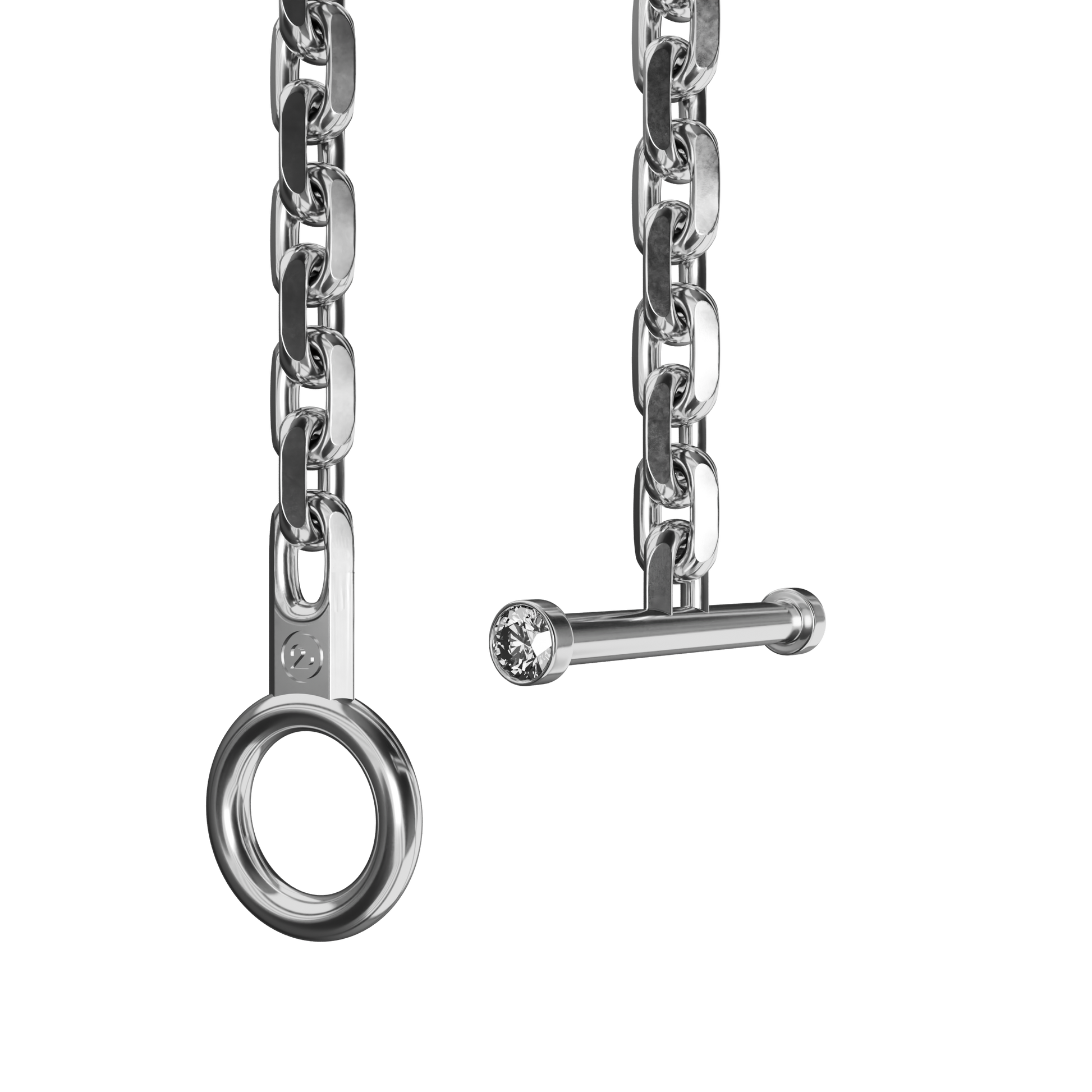 diamantierte silberne ankerkette mit knebelverschluss, modernes schmuckdesign, dieses minimalistische shmuckstück zeugt von kenntis für swag und design.