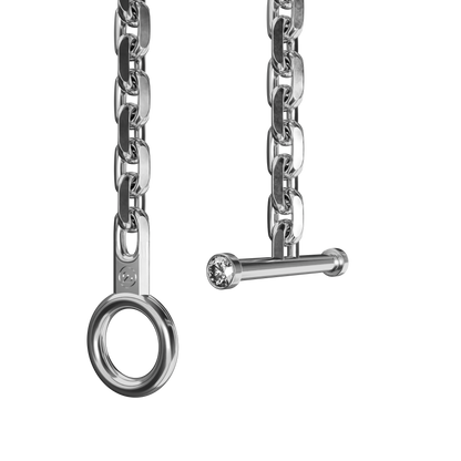 diamantierte silberne ankerkette mit knebelverschluss, modernes schmuckdesign, dieses minimalistische shmuckstück zeugt von kenntis für swag und design.
