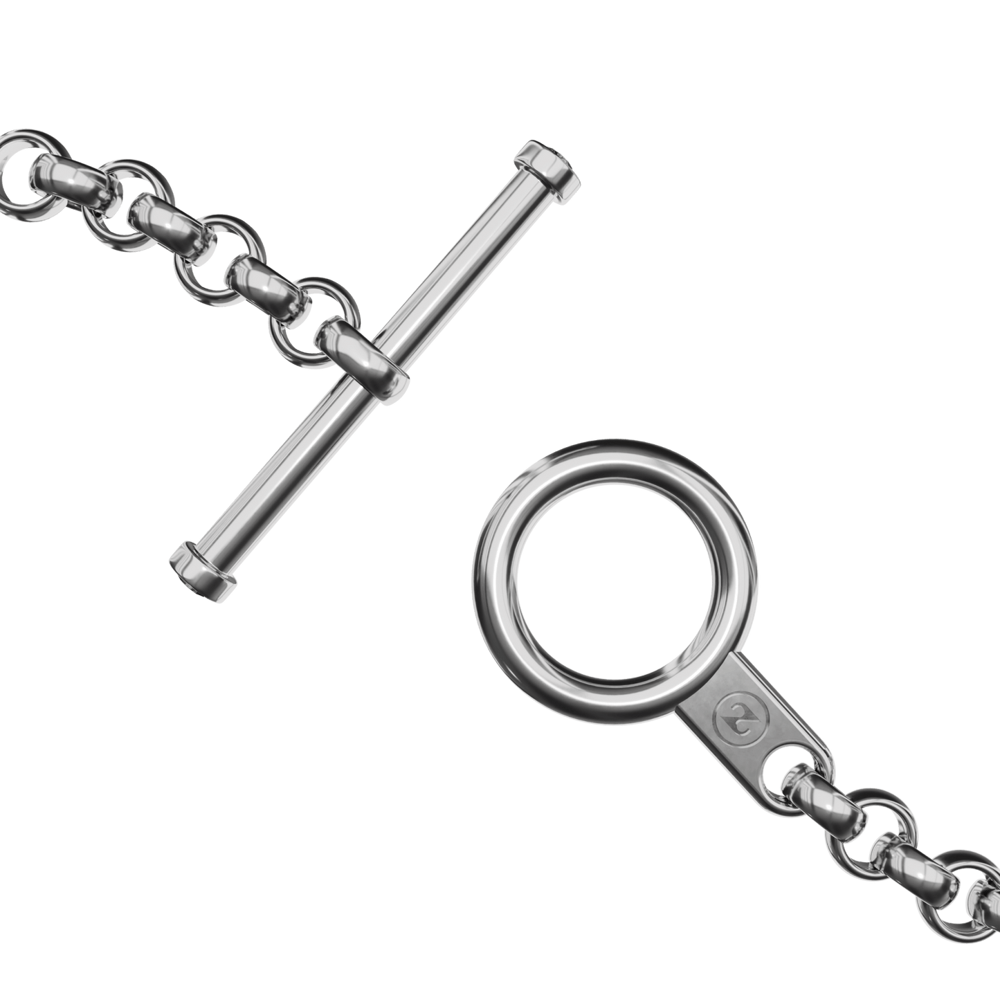 eine detailaufnahme eines hochwertigen mit diamanten besetzten knebelverschlusses, an einer erbskette aus recycletem silber. handgefertigt von zweisilber aus hamburg. 