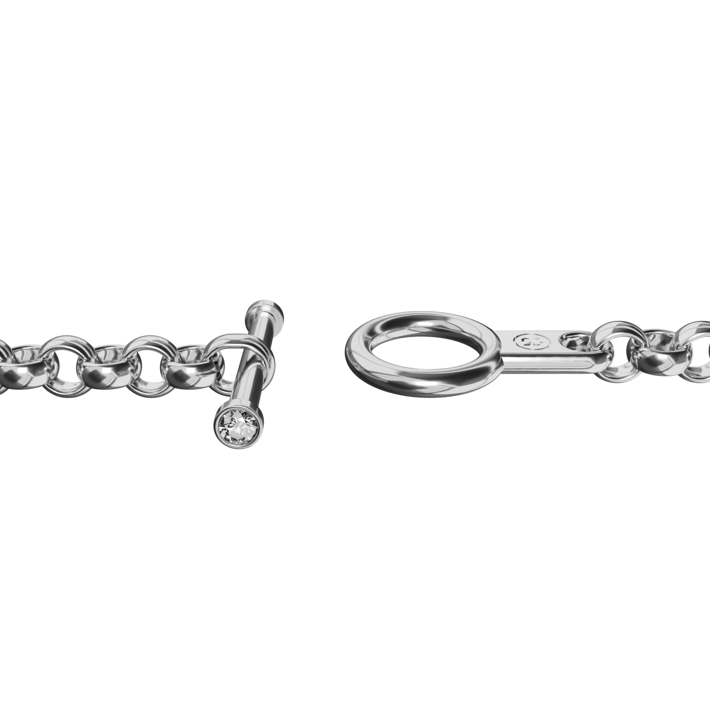 erbskette aus silber mit knebelverschluss, modernes schmuckdesign mit diamant-detail, diese hochwertige silberkette im minimalistischen design, zeugt von besonders viel swag.