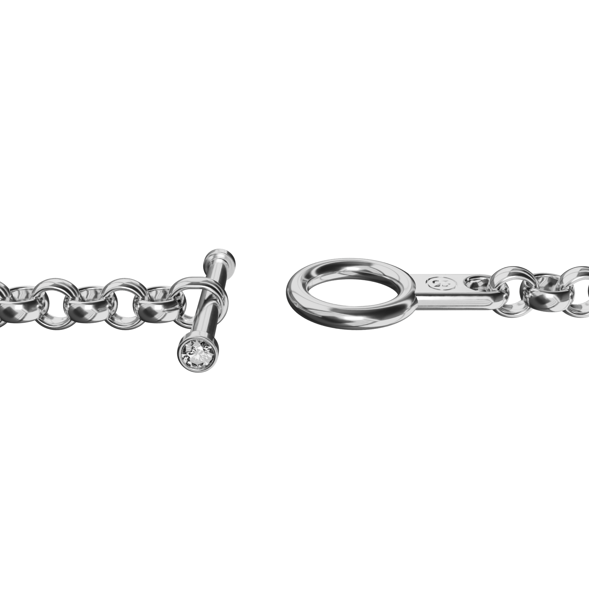 erbskette aus silber mit knebelverschluss, modernes schmuckdesign mit diamant-detail, diese hochwertige silberkette im minimalistischen design, zeugt von besonders viel swag.