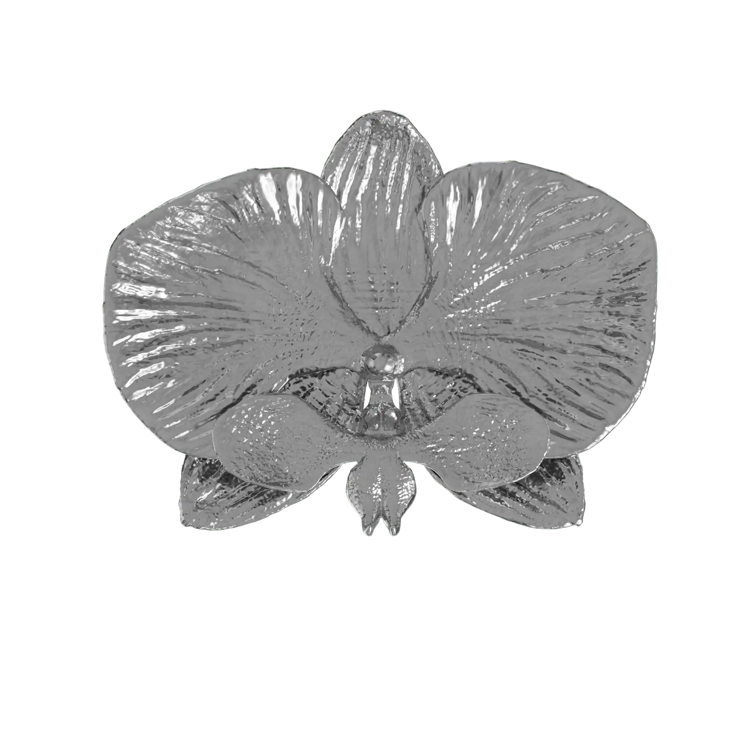 eine von zweisilber angefertigte gürtelschnalle in form einer orchidee. 