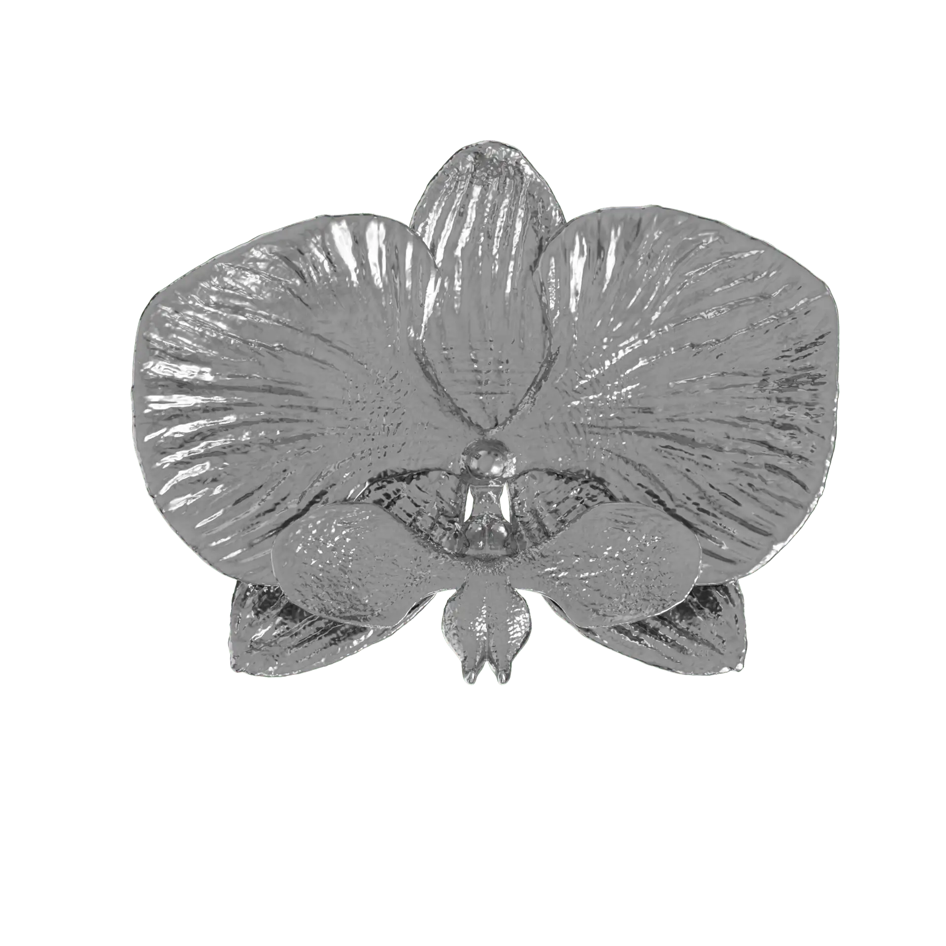 eine von zweisilber angefertigte gürtelschnalle in form einer orchidee. 