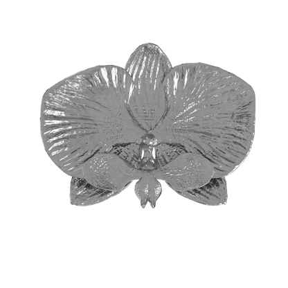 eine von zweisilber angefertigte gürtelschnalle in form einer orchidee. 