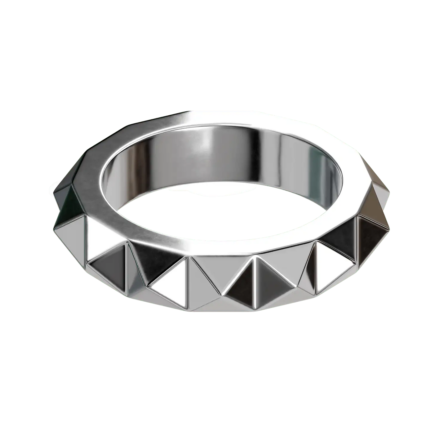 ein reduzierter ring aus recyceltem silber mit einreihigem nieten-design.