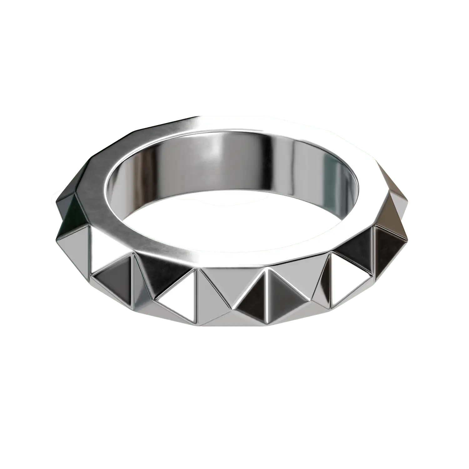 ein reduzierter ring aus recyceltem silber mit einreihigem nieten-design.