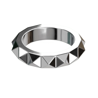 ein reduzierter ring aus recyceltem silber mit einreihigem nieten-design.